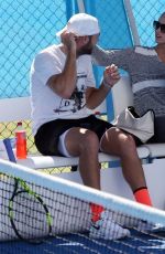 MICHALA BURNS Watches Jack Sock Training in Perth 12/29/2017