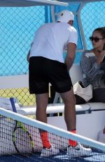 MICHALA BURNS Watches Jack Sock Training in Perth 12/29/2017