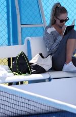 MICHALA BURNS Watches Jack Sock Training in Perth 12/29/2017