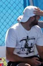MICHALA BURNS Watches Jack Sock Training in Perth 12/29/2017