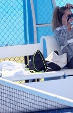 MICHALA BURNS Watches Jack Sock Training in Perth 12/29/2017