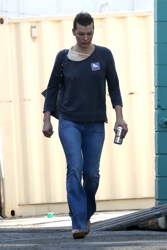 MILLA JOVOVICH Arrives at a Spa in Los Angeles 12/27/2017