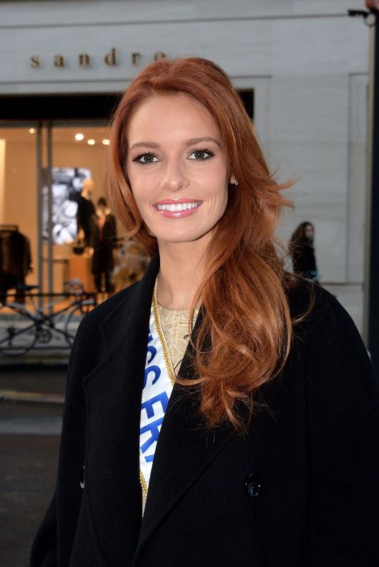 Miss France 2018 MAEVA COUCKE Arrives at Europe 1 Station in Paris 12/18/2017