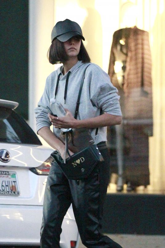 NINA DOBREV Heading to Kate Somerville Skin Care in Los Angeles 11/30/2017