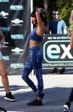 NINA DOBREV on the Set of Extra in Universal City 12/15/2017