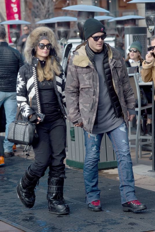 PARIS HILTON and Chris Zylka Out and About in Aspen 12/30/2017