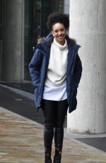 PEARL MACKIE Leaves BBC Breakfast Studio in Salford 12/19/2017