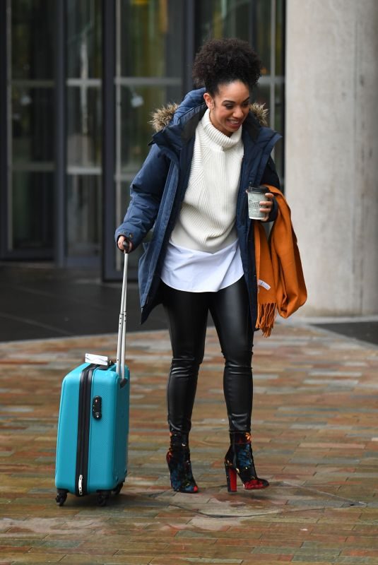 PEARL MACKIE Leaves BBC Breakfast Studio in Salford 12/19/2017