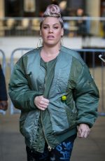 PINK Arrives at BBC Radio 1 Studios in London 12/01/2017