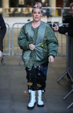 PINK Arrives at BBC Radio 1 Studios in London 12/01/2017