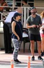 Pregnant EVA LONGORIA and Hose Baston Out in Miami 12/25/2017