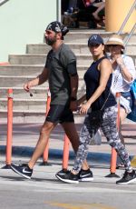 Pregnant EVA LONGORIA and Hose Baston Out in Miami 12/25/2017