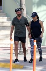 Pregnant EVA LONGORIA and Hose Baston Out in Miami 12/25/2017