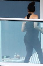 Pregnant EVA LONGORIA at Her Hotel Balcony in Miami 12/225/2017