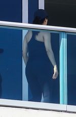 Pregnant EVA LONGORIA at Her Hotel Balcony in Miami 12/225/2017