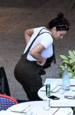 Pregnant EVA LONGORIA in Overalls Out and About in Miami 12/22/2017