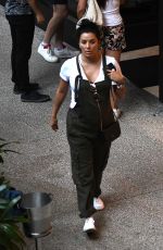 Pregnant EVA LONGORIA in Overalls Out and About in Miami 12/22/2017