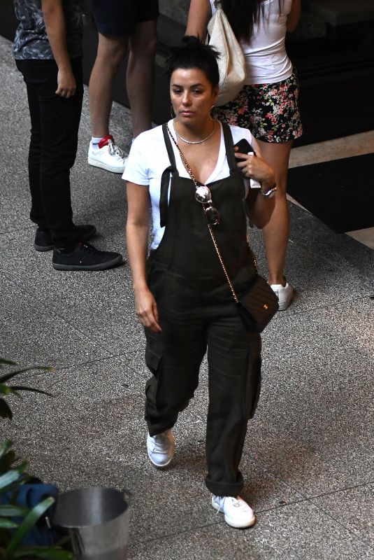 Pregnant EVA LONGORIA in Overalls Out and About in Miami 12/22/2017