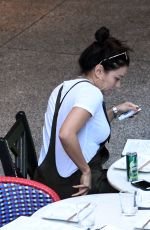 Pregnant EVA LONGORIA in Overalls Out and About in Miami 12/22/2017
