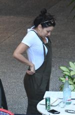 Pregnant EVA LONGORIA in Overalls Out and About in Miami 12/22/2017