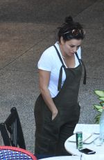 Pregnant EVA LONGORIA in Overalls Out and About in Miami 12/22/2017