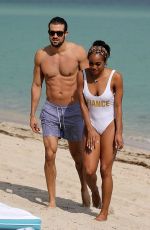 RACHEL LINDSAY in Swimsuit at a Beach in Miami 12/21/2017
