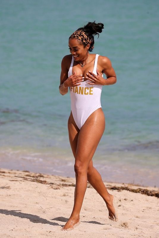 RACHEL LINDSAY in Swimsuit at a Beach in Miami 12/21/2017