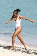 RACHEL LINDSAY in Swimsuit on the Beach in Miami 12/21/2017