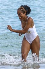 RACHEL LINDSAY in Swimsuit on the Beach in Miami 12/21/2017