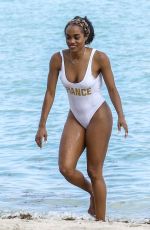 RACHEL LINDSAY in Swimsuit on the Beach in Miami 12/21/2017