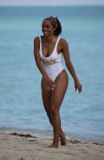 RACHEL LINDSAY in Swimsuit on the Beach in Miami 12/21/2017