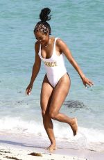RACHEL LINDSAY in Swimsuit on the Beach in Miami 12/21/2017