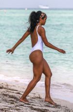 RACHEL LINDSAY in Swimsuit on the Beach in Miami 12/21/2017