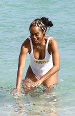 RACHEL LINDSAY in Swimsuit on the Beach in Miami 12/21/2017