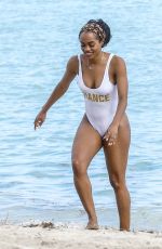 RACHEL LINDSAY in Swimsuit on the Beach in Miami 12/21/2017