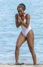 RACHEL LINDSAY in Swimsuit on the Beach in Miami 12/21/2017