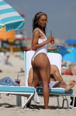 RACHEL LINDSAY in Swimsuit on the Beach in Miami 12/21/2017