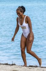 RACHEL LINDSAY in Swimsuit on the Beach in Miami 12/21/2017