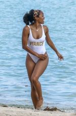 RACHEL LINDSAY in Swimsuit on the Beach in Miami 12/21/2017