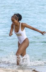 RACHEL LINDSAY in Swimsuit on the Beach in Miami 12/21/2017