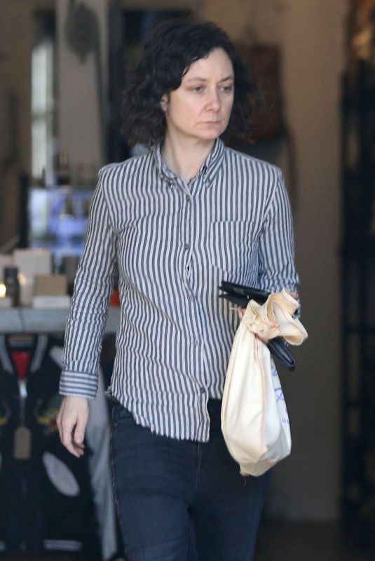 SARA GILBERT Out Shopping in Hollywood 12/22/2017