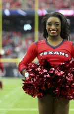 SIMONE BILES Performs with Houston Texans Cheerleaders at NRG Stadium in Houston 12/10/2017