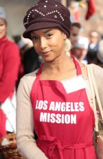 TRINA MCGEE at LA Mission Serves Christmas to the Homeless in Los Angeles 12/22/2017