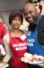 TRINA MCGEE at LA Mission Serves Christmas to the Homeless in Los Angeles 12/22/2017