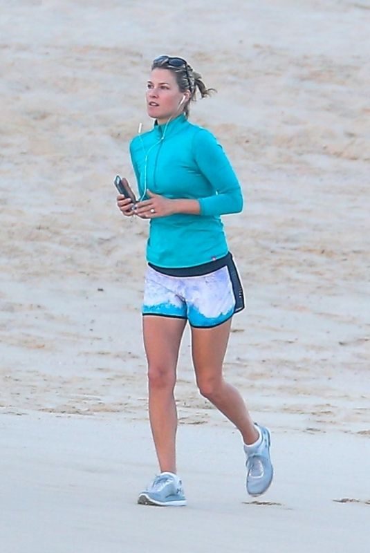 ALI LARTER Jogging on the Beach in Mexico 12/31/2017