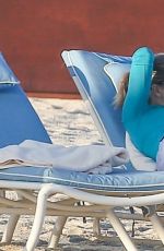 ALI LARTER Jogging on the Beach in Mexico 12/31/2017