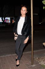 ALICIA VIKANDER Arrives at Madeo Restaurant in West Hollywood 01/15/2018