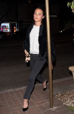 ALICIA VIKANDER Arrives at Madeo Restaurant in West Hollywood 01/15/2018