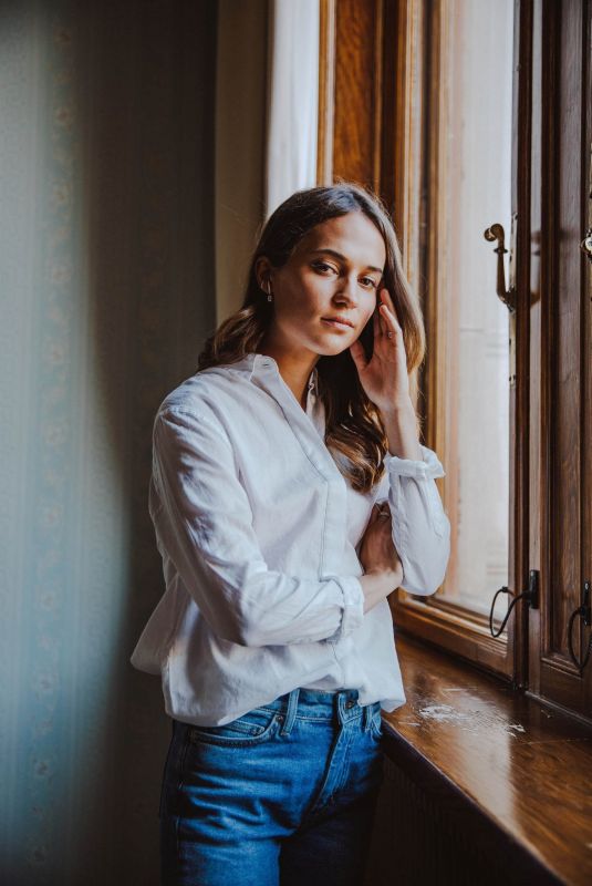 ALICIA VIKANDER on the Set of a Photoshoot in Gothenburg 01/27/2018
