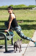 ANDREA CALLE Working Out at a Park in Los Angeles 01/10/2018